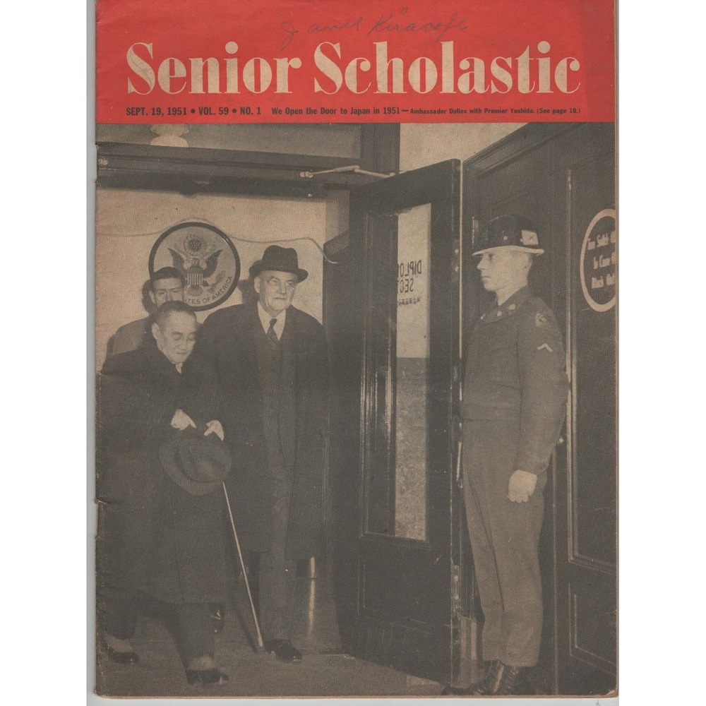 Senior Scholastic Magazine Sept 19 1951 Vol 59 No 1 Japan Ambassador Dulles - Picture 1 of 3